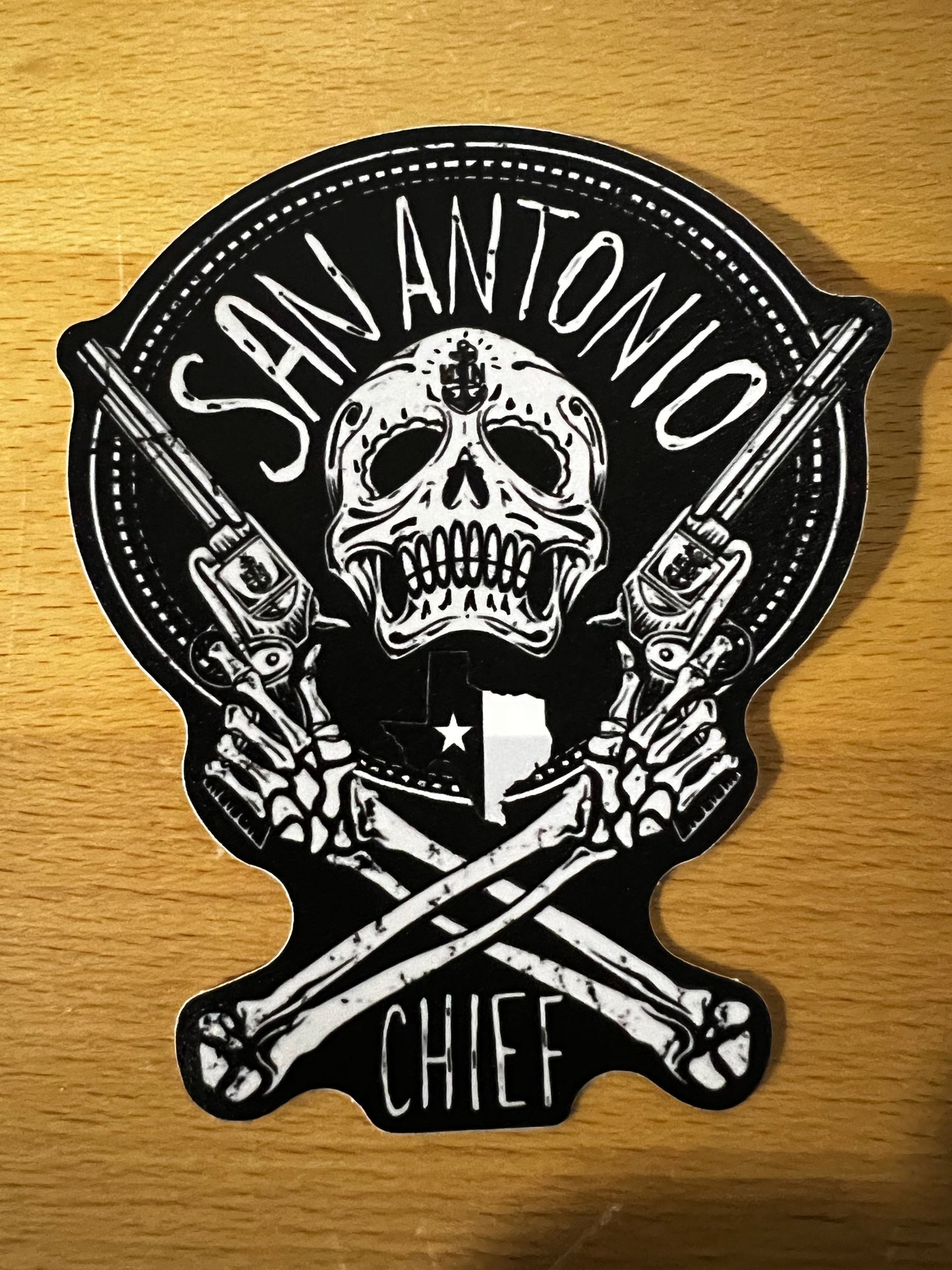 San Antonio Texas Chief Skull Decal 4"